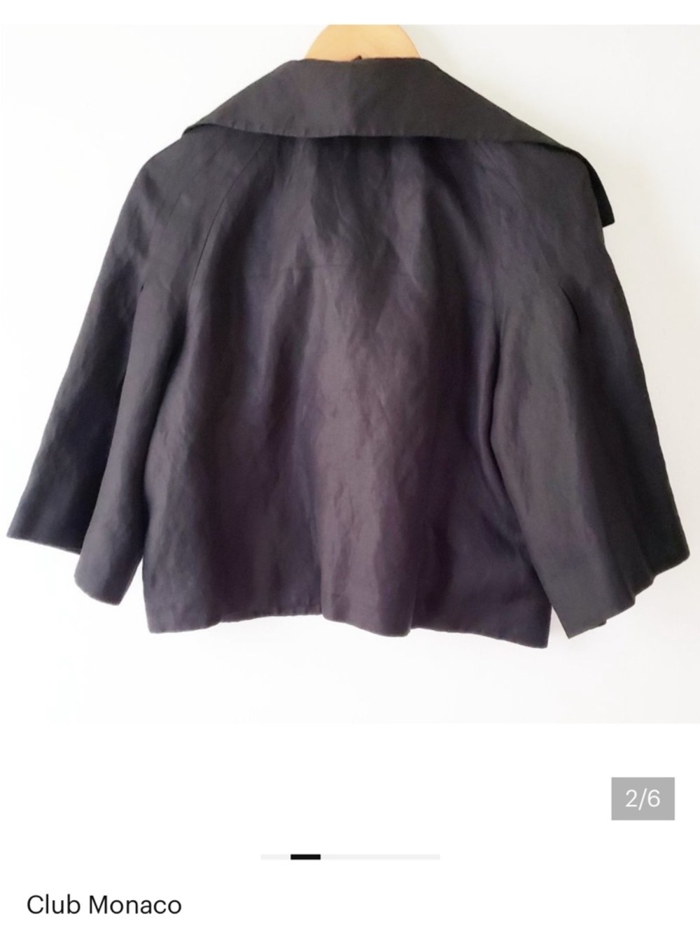 Club Monaco Black Wide-Collar Cropped Blazer size S/P - Picture 2 of 7